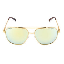 Equal Yellow Colour Sunglasses Geometrical Shape Full Rim Gold Frame