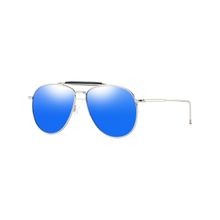 PARIM Polarized Unisex Aviator Sunglasses Silver Frame Blue Silver Lenses SKU 11018 N1