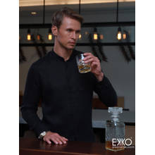 EKKO Men Black Slim Fit Casual Linen Shirt
