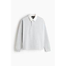 H&M Men Grey Relaxed Fit Cotton Rugby Shirt