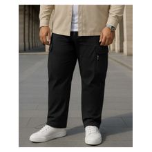 Bewakoof Men's Jet Black Plus Size Nylon Cargo Parachute Pants