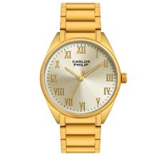 Carlos Philip Men Roman Classic Gold Dial Analog Watch with Roman Numeral (M)
