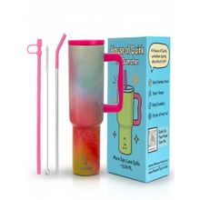 House of Quirk 1200Ml Tumbler With Handle & Lid 2 Straws Travel Mug Water Cup Cosmicsorbet