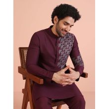 KISAH Men Wine Printed Ethnic Motifs Kurta