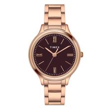 Timex Round 21mm Burgundy Dial Analog Women Watch - TWTL121SMU02