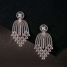 Priyaasi Rose Gold Plated CZ And Ad Studded Contemporary Drop Earrings