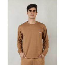 Chkokko Men Brown Terry Cotton Loose Fit Full Sleeves Sweatshirt