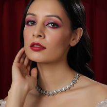 Ruby Raang Studio Silver Kundan And American Diamond Necklace