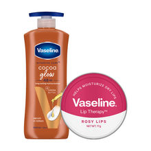 Vaseline Cocoa Glow Serum In Lotion + Rosy Lip Tins Combo