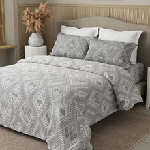 Boutique Living Embrace Grey Print Double Queen Bedsheet with 2 Pillow Covers