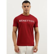 United Colors of Benetton Red Regular Fit Crew Neck Typography Jersey T-shirt