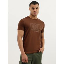 United Colors of Benetton Brown Regular Fit Crew Neck Printed Jersey T-shirt