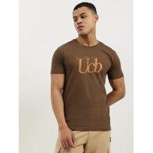 United Colors of Benetton Brown Regular Fit Crew Neck 3D Branding Jersey T-shirt