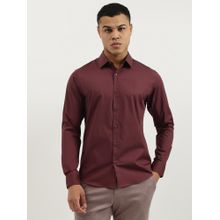 United Colors of Benetton Wine Slim Fit Spread Collar Solid Poplin Stretch Shirt