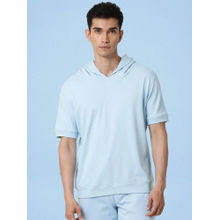 Rare Rabbit Blue Solid Relaxed Fit T-Shirt