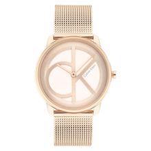 Calvin Klein Iconic Mesh Quartz Rose Gold Round Dial Unisex Watch - 25200035