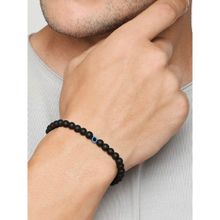 OOMPH Black & Blue Goodluck Evil Eye Beads Adjustable Bracelet for Men