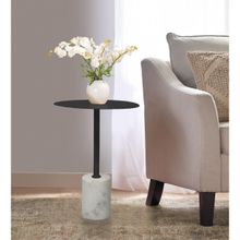 Metalsmith Metal and Marble Round Side Table For Indoor, Outdoor, Home and Office