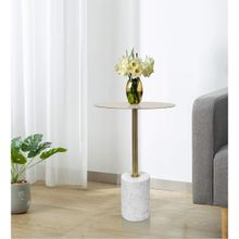 Metalsmith Metal and Marble Round Side Table For Indoor, Outdoor, Home and Office