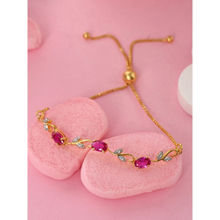 CLARA 925 Silver Adjustable Gold Plated Anti Tarnish Golden Ruby Hand Bracelet for Women