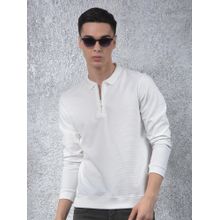 CRIMSOUNE CLUB White Jacquard Polo Neck Sweatshirt