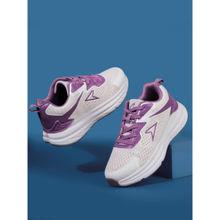 Power Women Sports Round Toe Low Top Walking Shoes Purple & White