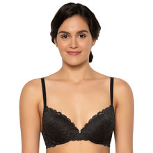 Wacoal Plush Desire Padded Wired 3/4Th Cup Lace Fashion Push-Up Bra - Black