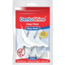 Dentoshine Deep Clean Floss Picks - 15 Ct Resealable Poly Bag