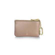 Sheaffer Emily in Paris Full-Grain Leather Zipped Key Fob Pouch- Beige