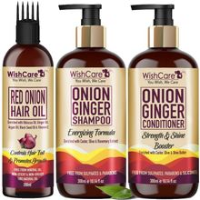 Wishcare Onion Ginger Hair Kit - Onion Shampoo, Conditioner & Hair Growth Oil