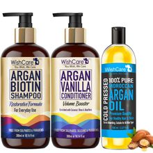 Wishcare Moroccan Argan Oil Hair Combo - Paraben & Sulphate Free Shampoo, Conditioner & Argan Oil