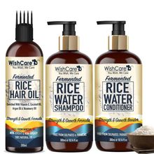 Wishcare Fermented Rice Water Hair Care Kit - Shampoo, Conditioner & Hair Oil