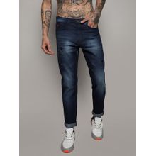 Campus Sutra Mens Navy Blue Torn Denim Jeans