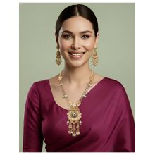 SOLLIGHT Women Gold Plated Multi-Color Zirconia Stone Studded Long Jewellery Set