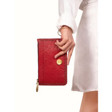 Hidesign Flourish W2 Medium Red Wallet Slim Zipper Purse Card Holder Organizer for Women (M)