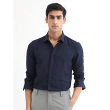 Rare Rabbit Throne Primary Navy Blue Casual Shirt