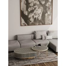 CasaGold Black Jordan Waterfall Nesting Bone Inlay Coffee Table