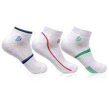Bonjour Men's Cushioned White Secret Length Sports Socks (Pack of 3)
