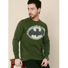 Free Authority Mens Batman Solid Olive Green Sweatshirt