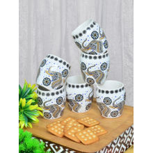 FABINALIV White Handcrafted Ceramics Glossy Kulhads (Pack Of 6)