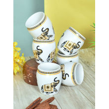 FABINALIV White Handcrafted Ceramics Glossy Kulhads (Pack Of 6)