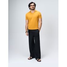 House of Namah Mustard Pique Cotton Regular U-Polo T-Shirt