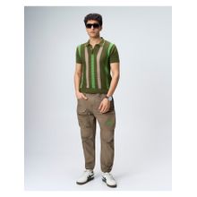 House of Namah Multi-Color Pixel Stripe Cotton Regular B-Polo T-Shirt