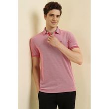 Allen Solly Men Red Cotton Blend Regular Fit Polo T-Shirt