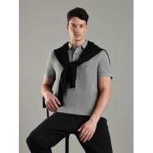 Tommy Hilfiger Men Grey Cotton Regular Fit Polo T-Shirt