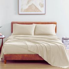 LANE LINEN 100% Organic Cotton Bedsheet with Pillow Cover - Cream