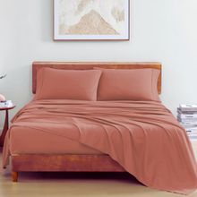 LANE LINEN 100% Organic Cotton Bedsheet with Pillow Cover - Mauve