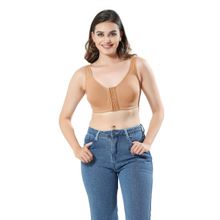 Bralux Front Open Bra Non-Padded Non-Wired Bra Full Coverage, Nude