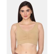 Zivame Double Layered Full Coverage Non Wired Slip-On Home Bra - Skin