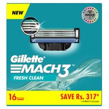 Gillette Mach 3 Shaving Blades (Pack Of 16 Cartridges)